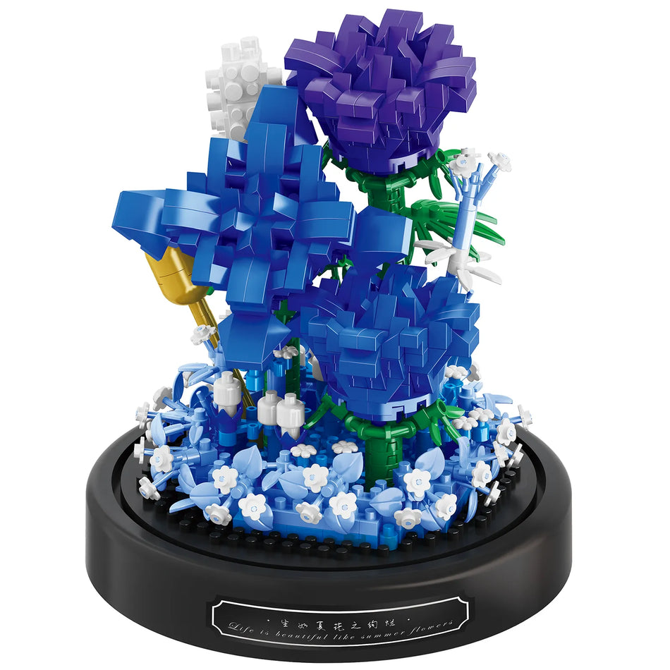 Produktfoto der Balody Miniblocks blaue Rosen in Glocke