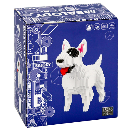 Rückseite der Verpackung der Balody Miniblocks Bullterrier