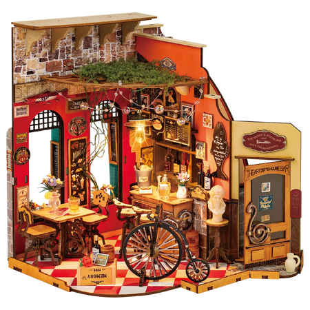 Produktfoto der Robotime Cheers Bar & Dining, Miniaturhaus einer altmodischen gemütlichen Bar