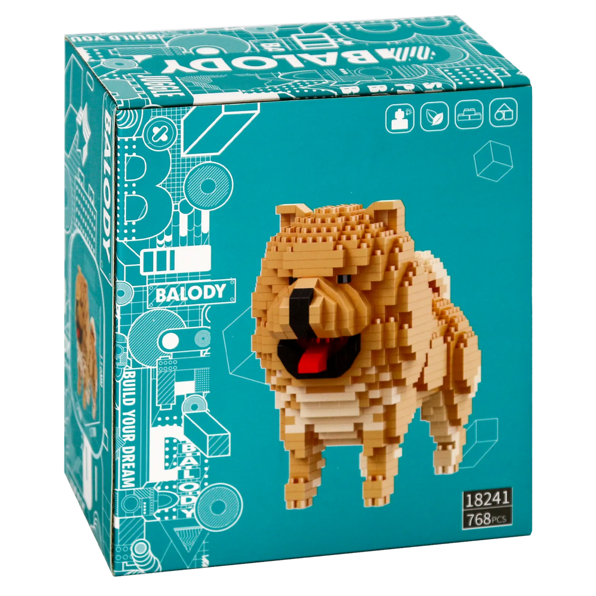 Rückseite der Verpackung der Balody Miniblocks Chow Chow