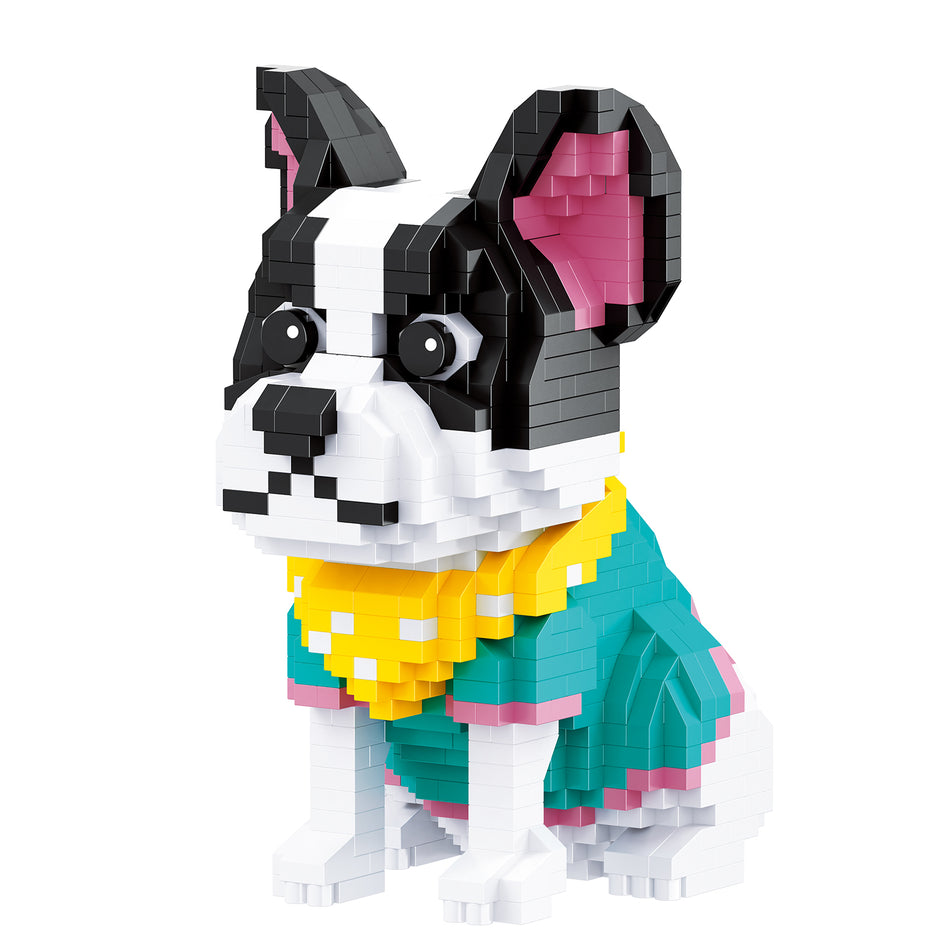 Produktfoto der Balody Miniblocks französische Bulldogge in niedlichem Outfit