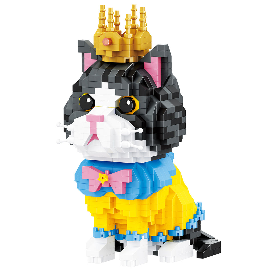 Produktfoto der Balody Miniblocks Katze mit Krone und Kleid