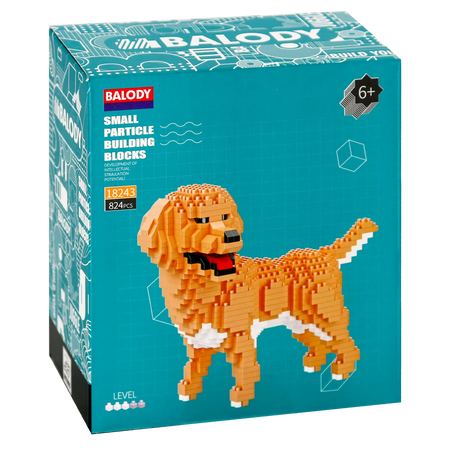 Vorderseite der Verpackung der Balody Miniblocks Golden Retriever