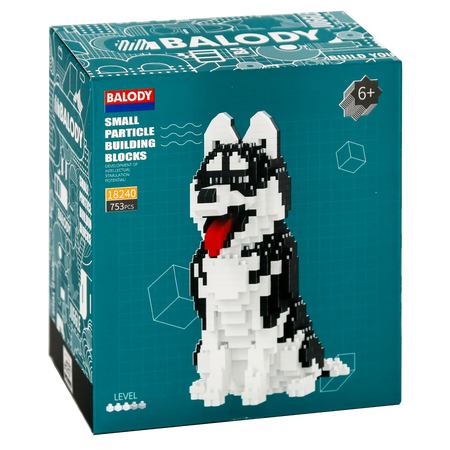 Vorderseite der Verpackung der Balody Miniblocks kleiner Husky