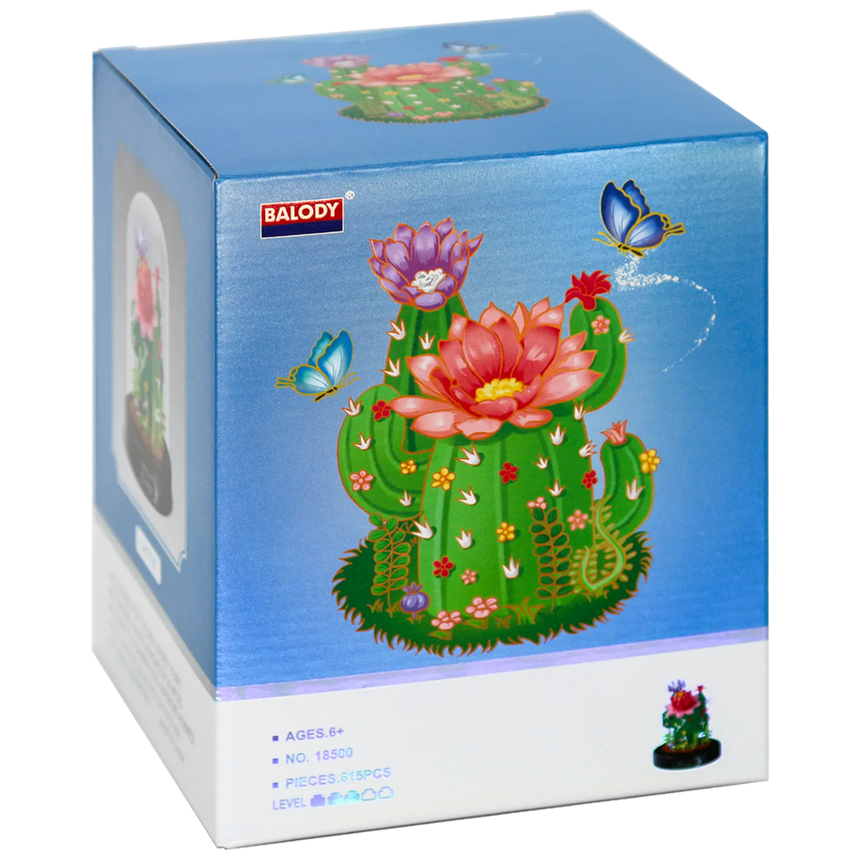 Vorderseite der Verpackung der Balody Miniblocks Kaktus in Glocke