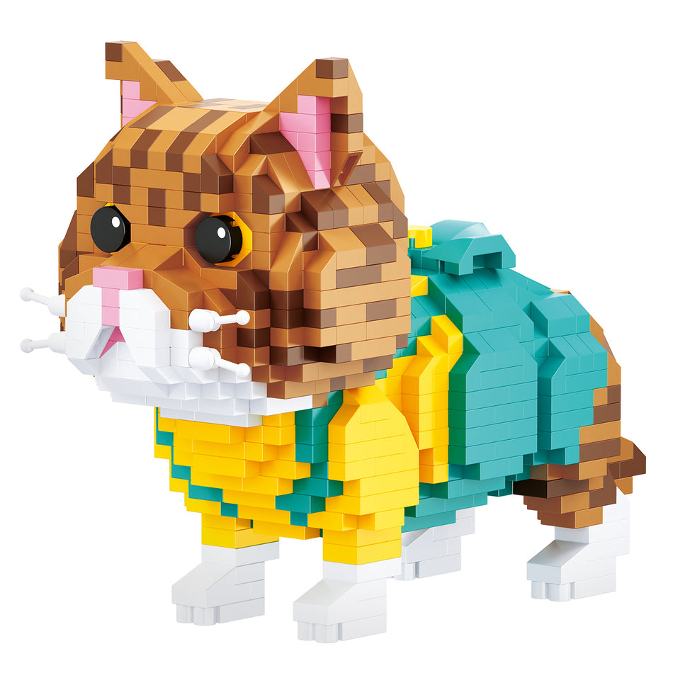 Produktfoto der Balody Miniblocks Katze in Freizeitkleidung