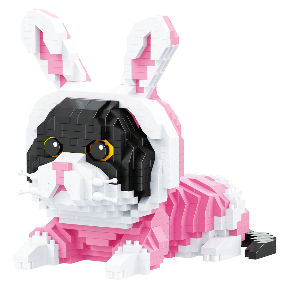 Produktfoto der Balody Miniblocks Katze im rosa Kaninchenkostüm