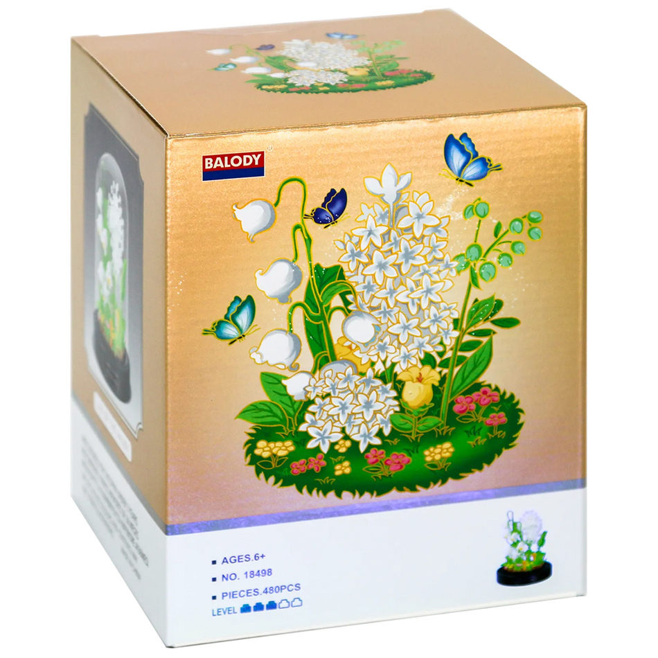 Vorderseite der Verpackung der Balody Miniblocks Löwenzahn in Glocke