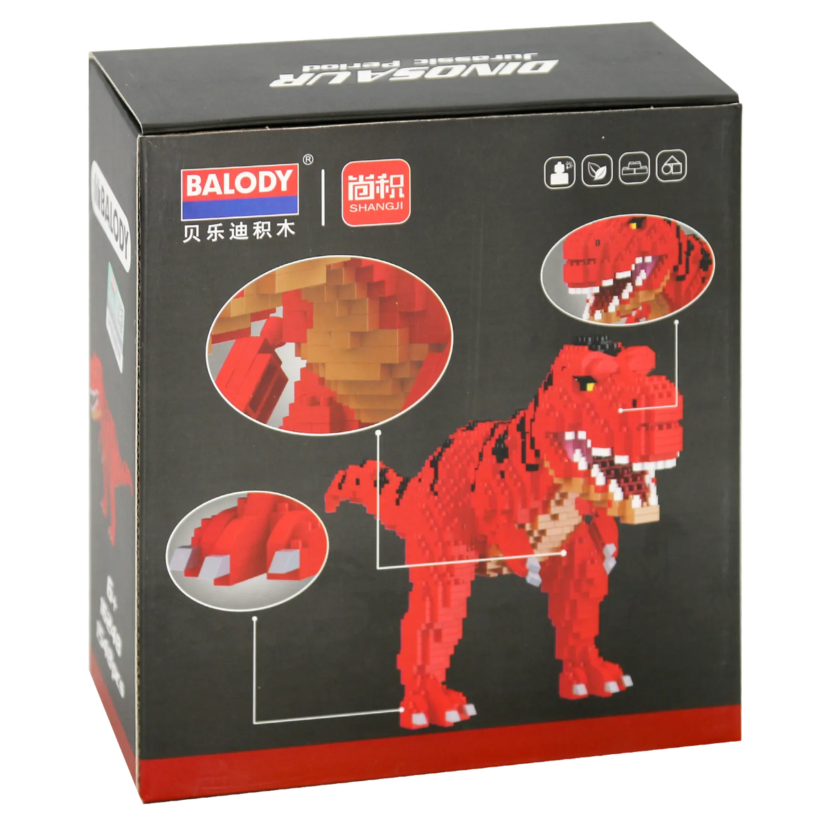Rückseite der Verpackung der Balody Miniblocks Manosaurus