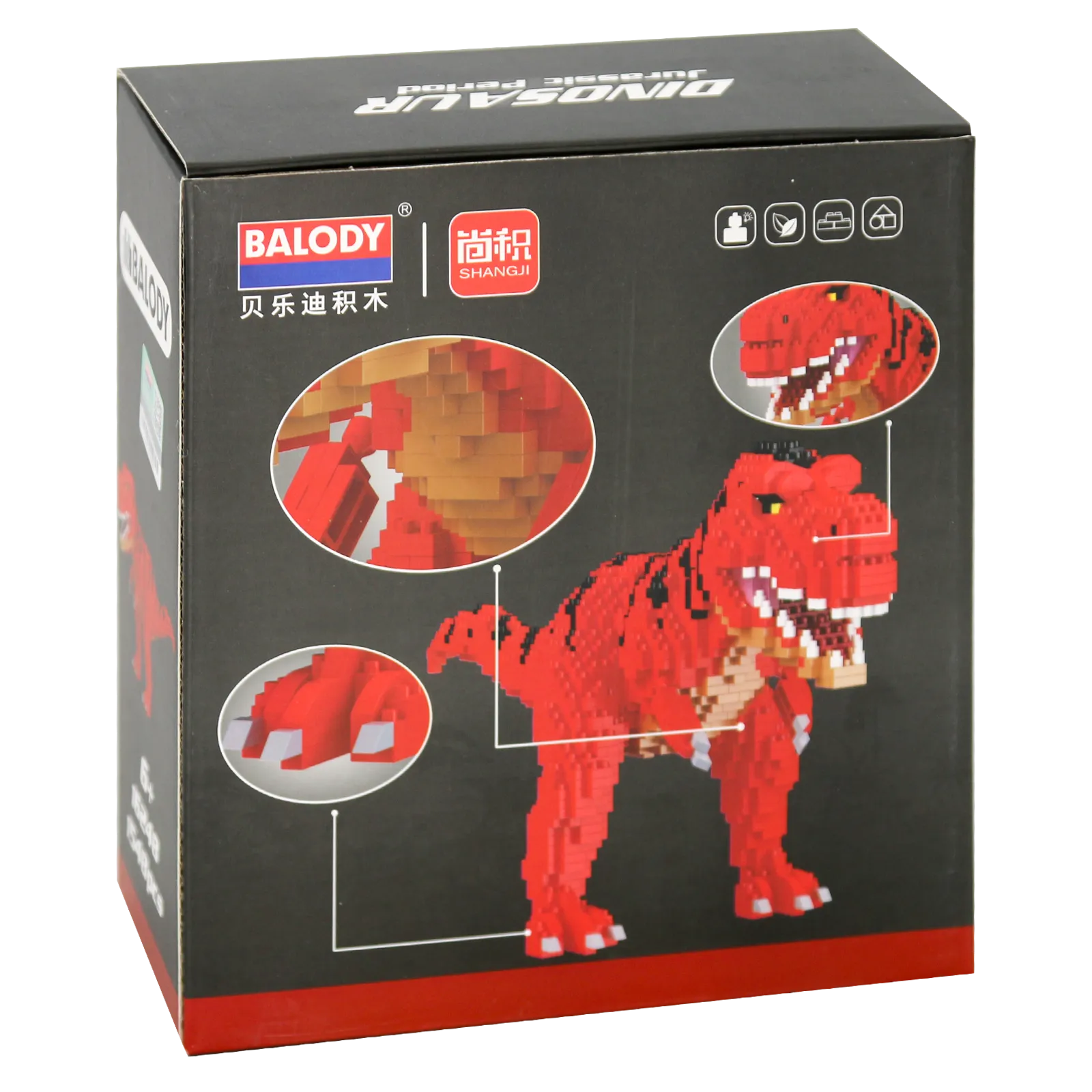 Rückseite der Verpackung der Balody Miniblocks Manosaurus
