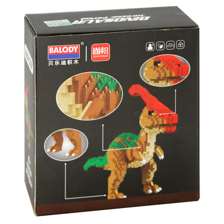 Rückseite der Verpackung der Balody Miniblocks Parasaurolophus