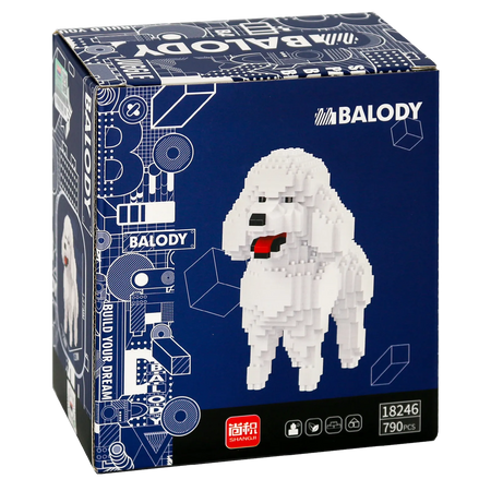 Rückseite der Verpackung der Balody Miniblocks Pudel