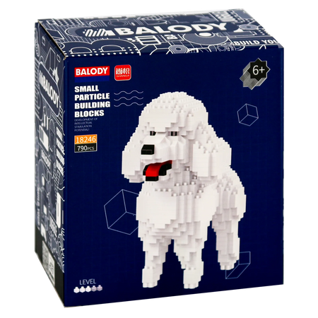 Vorderseite der Verpackung der Balody Miniblocks Pudel