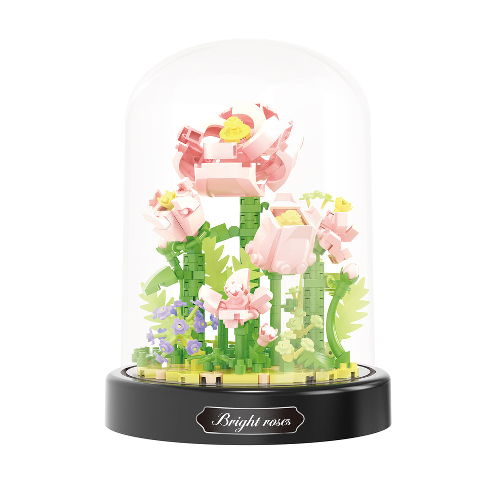 Produktfoto der Balody Miniblocks rosa Rosen in Glocke