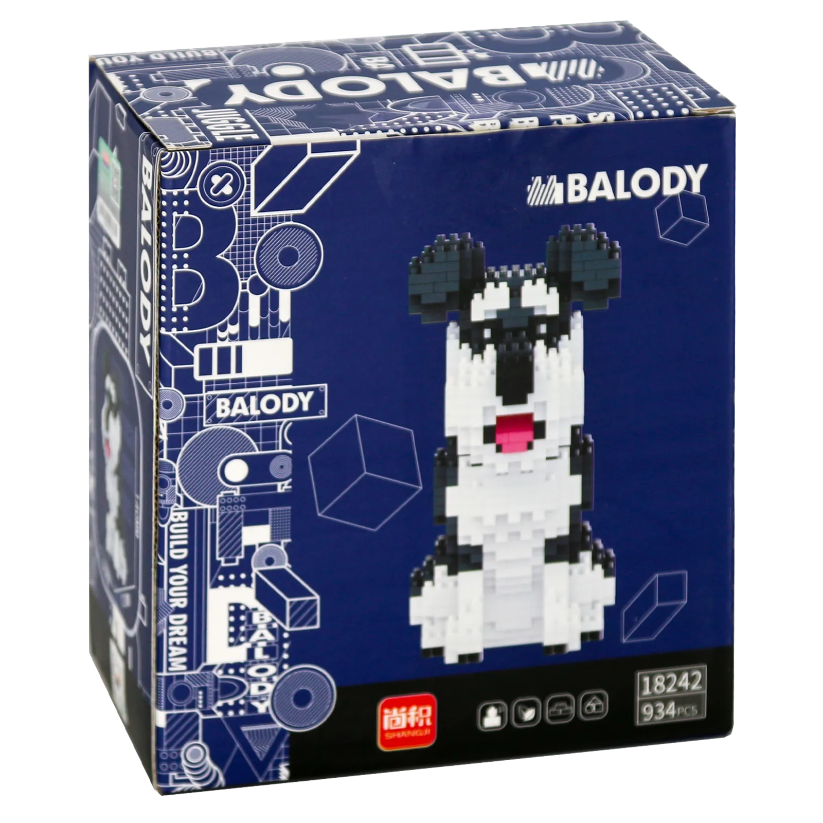 Rückseite der Verpackung der Balody Miniblocks kleiner Schnauzer