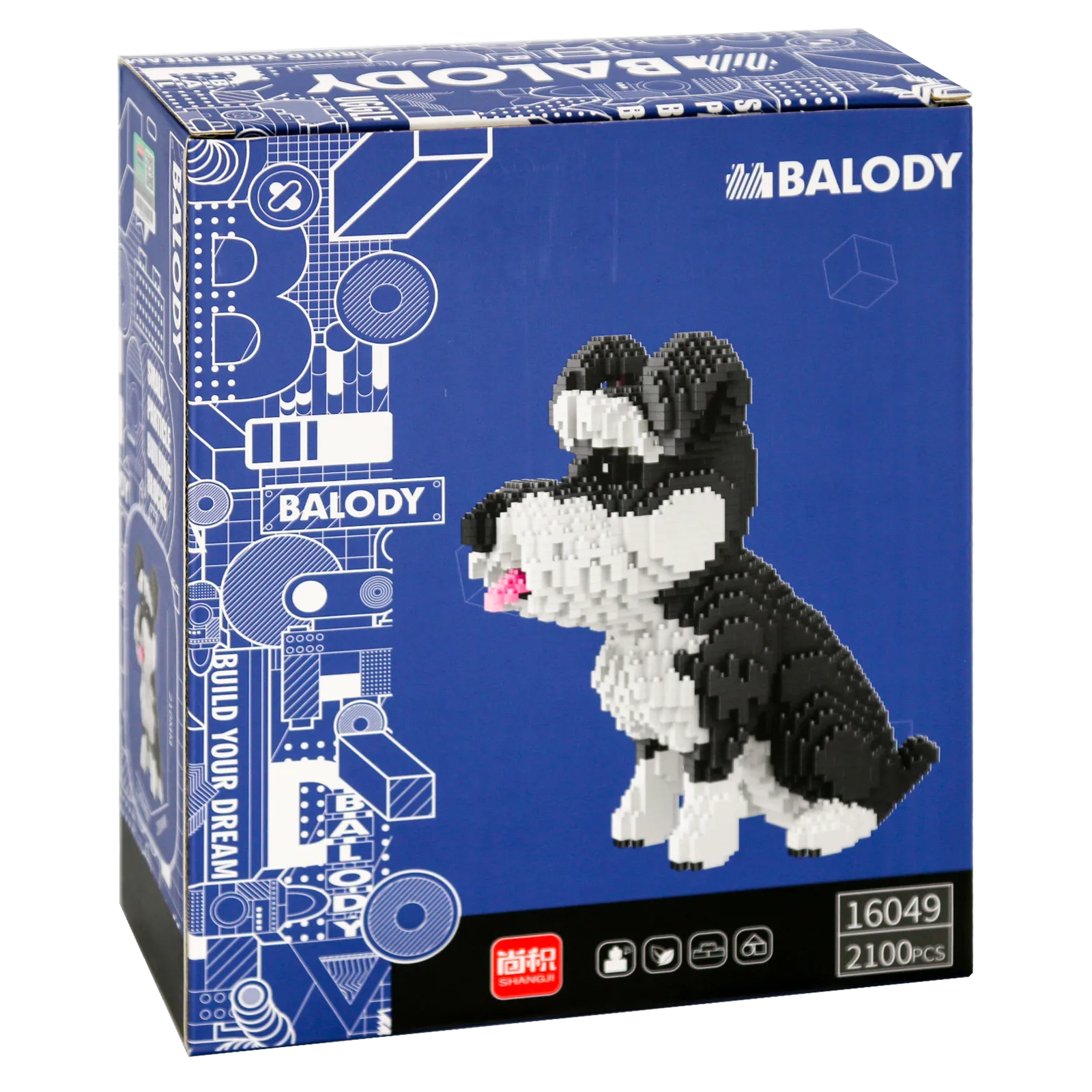 Rückseite der Verpackung der Balody Miniblocks großer Schnauzer