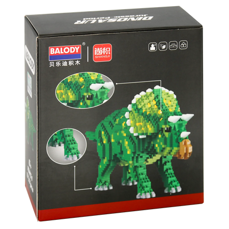 Rückseite der Verpackung der Balody Miniblocks Triceratops
