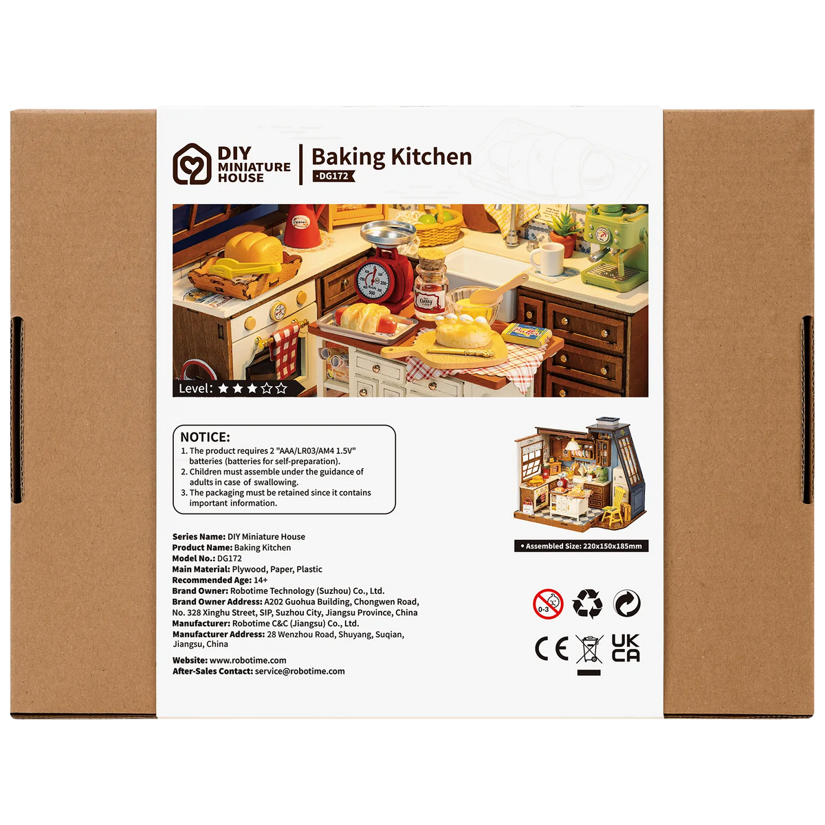Rückseite der Verpackung der Robotime Baking Kitchen