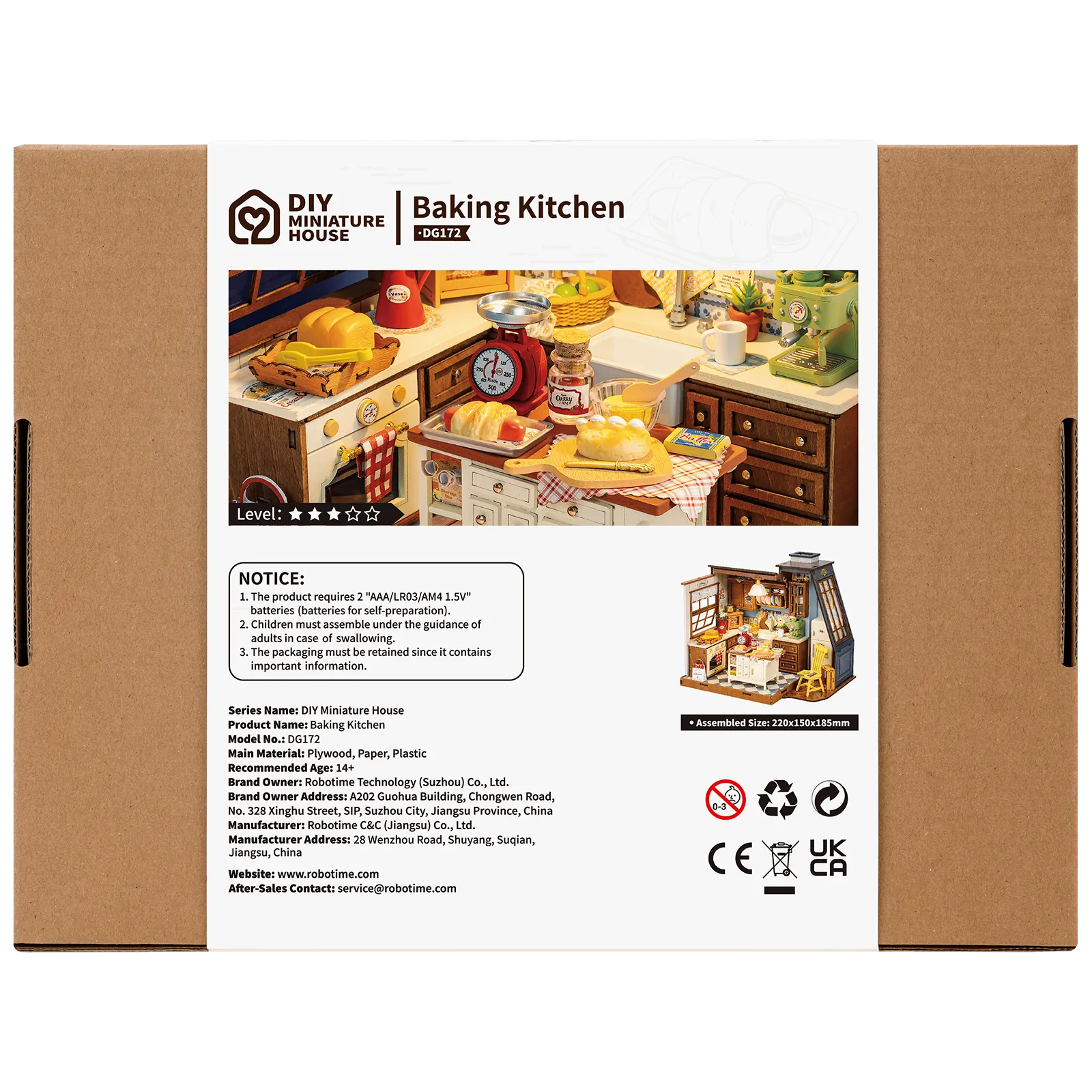 Rückseite der Verpackung der Robotime Baking Kitchen