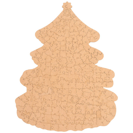 Rückseite der Robotime Christmas Town, Weihnachtsbaum-Puzzle mit ungewöhnlichen Teilen, die ein Dorf in weihnachtlicher Atmosphäre darstellen