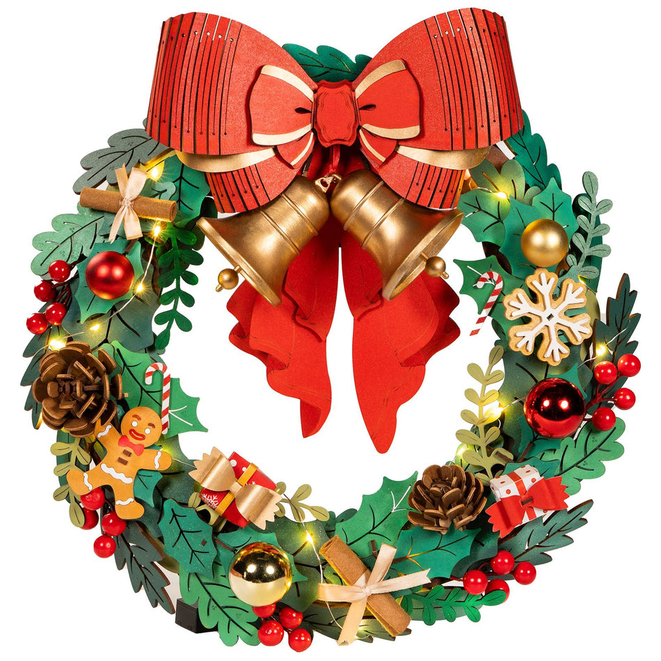Produktfoto der Robotime Christmas Wreath, Holzbausatz einer Weihnachtskranz
