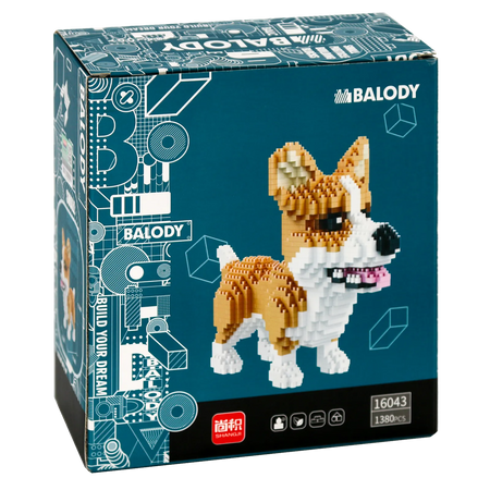 Rückseite der Verpackung der Balody Miniblocks Corgi