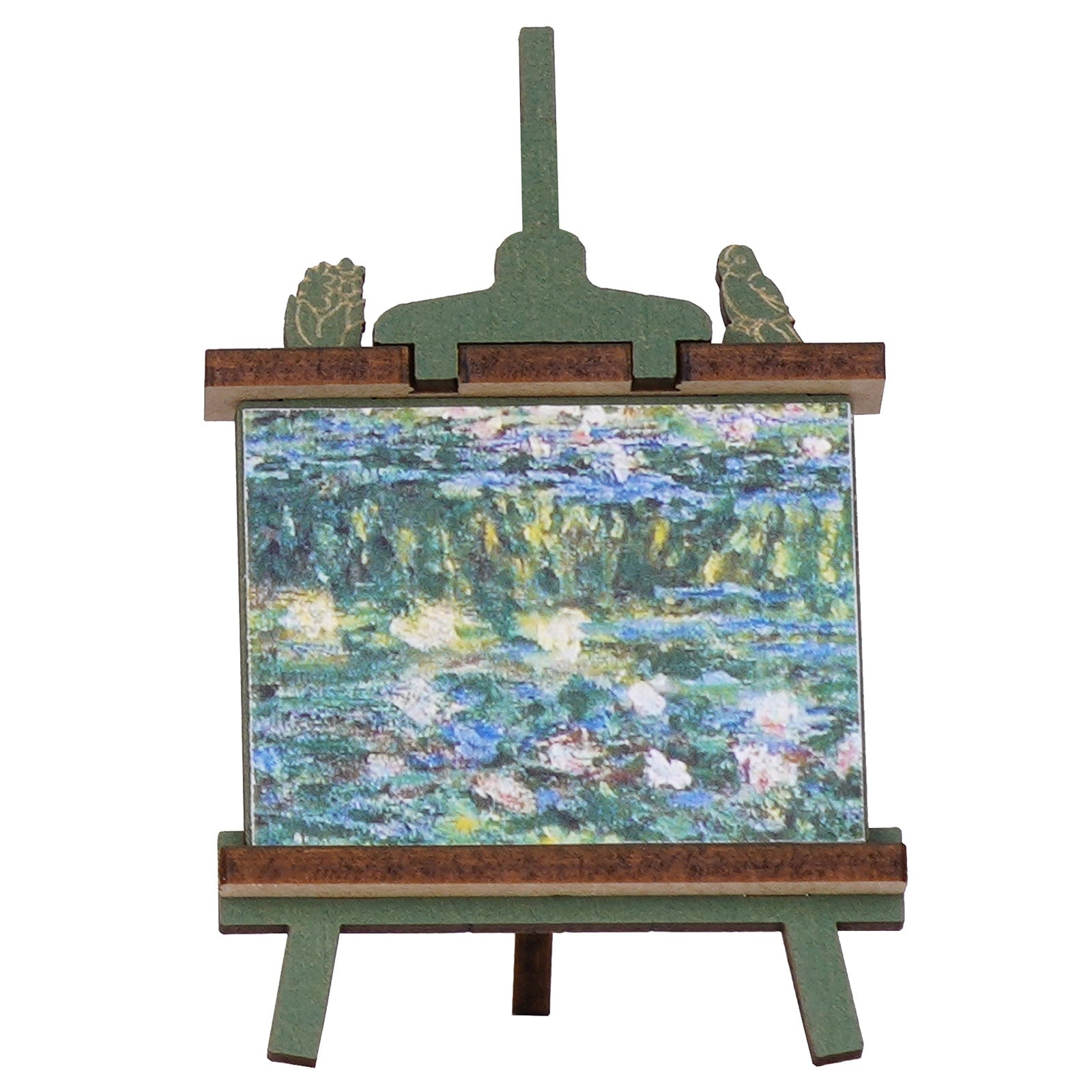 Die kleine Staffelei mit dem berühmten Seerosengemälde von Monet von Robotime Glittering Water Lily