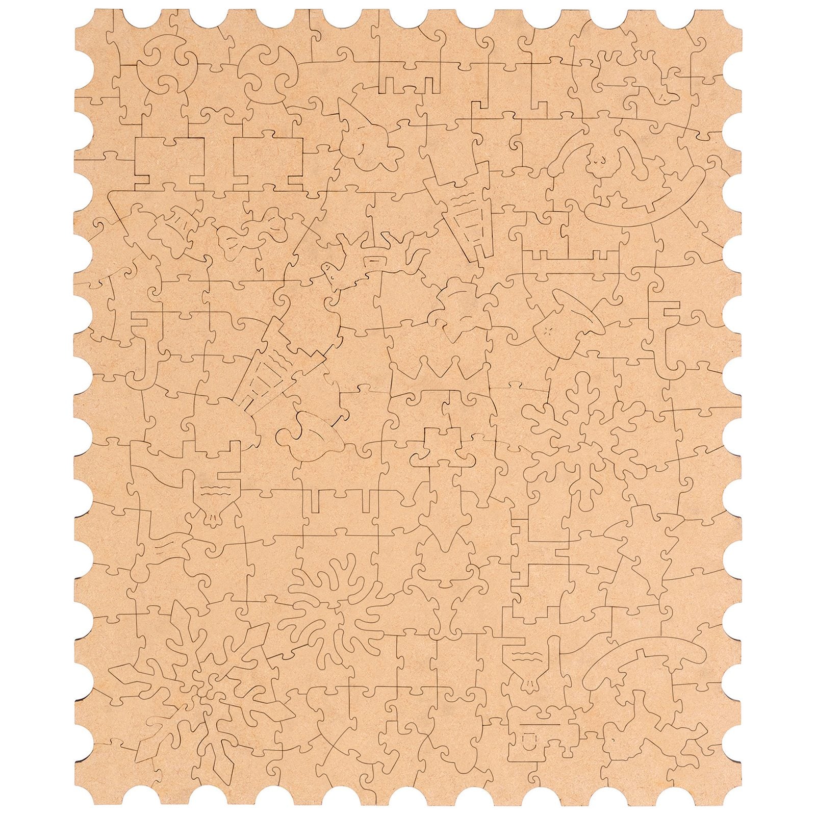 Rückseite der Robotime Golden Autumn Carousel, Puzzle mit ungewöhnlichen Teilen, das ein altmodisches Karussell an einem verschneiten Herbsttag darstellt