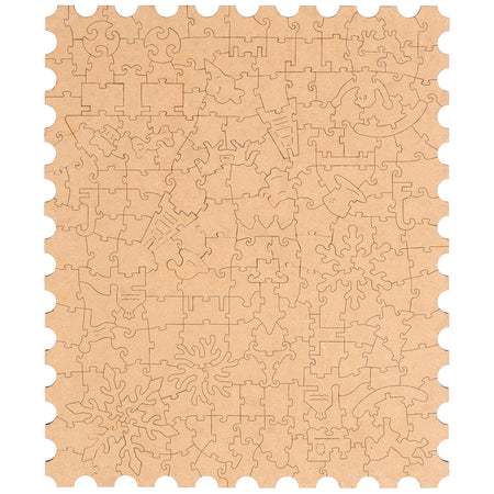 Rückseite der Robotime Golden Autumn Carousel, Puzzle mit ungewöhnlichen Teilen, das ein altmodisches Karussell an einem verschneiten Herbsttag darstellt