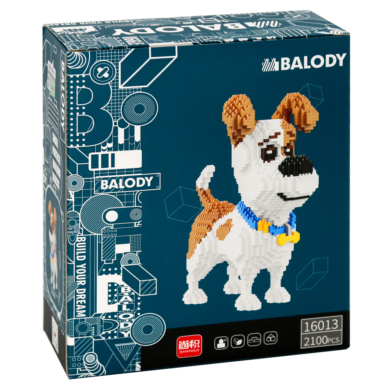 Rückseite der Verpackung der Balody Miniblocks Jack Russell