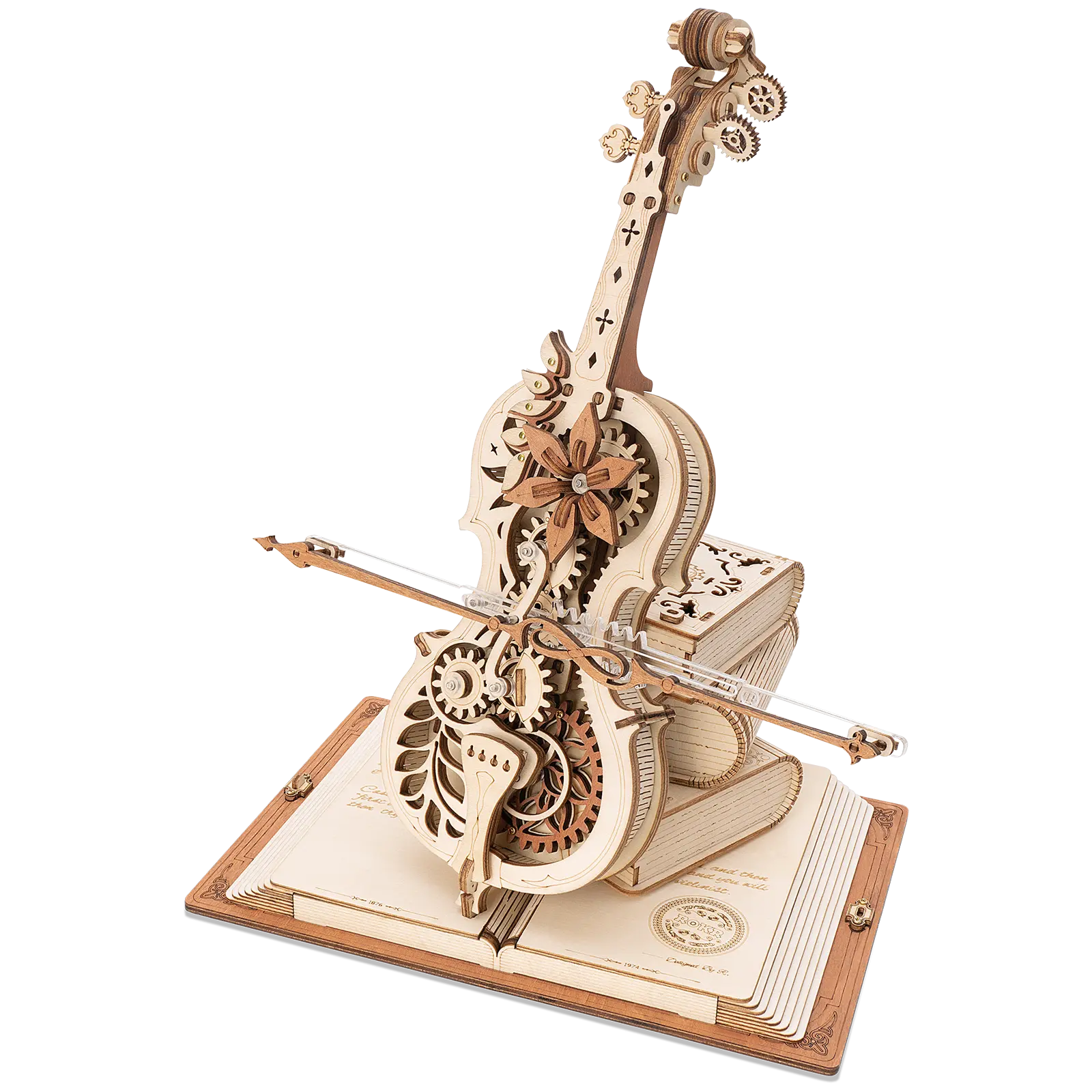 Produktfoto der Robotime Magic Cello, Holzbausatz für eine Spieluhr in Form eines Cellos