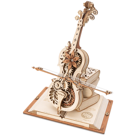 Produktfoto der Robotime Magic Cello, Holzbausatz für eine Spieluhr in Form eines Cellos