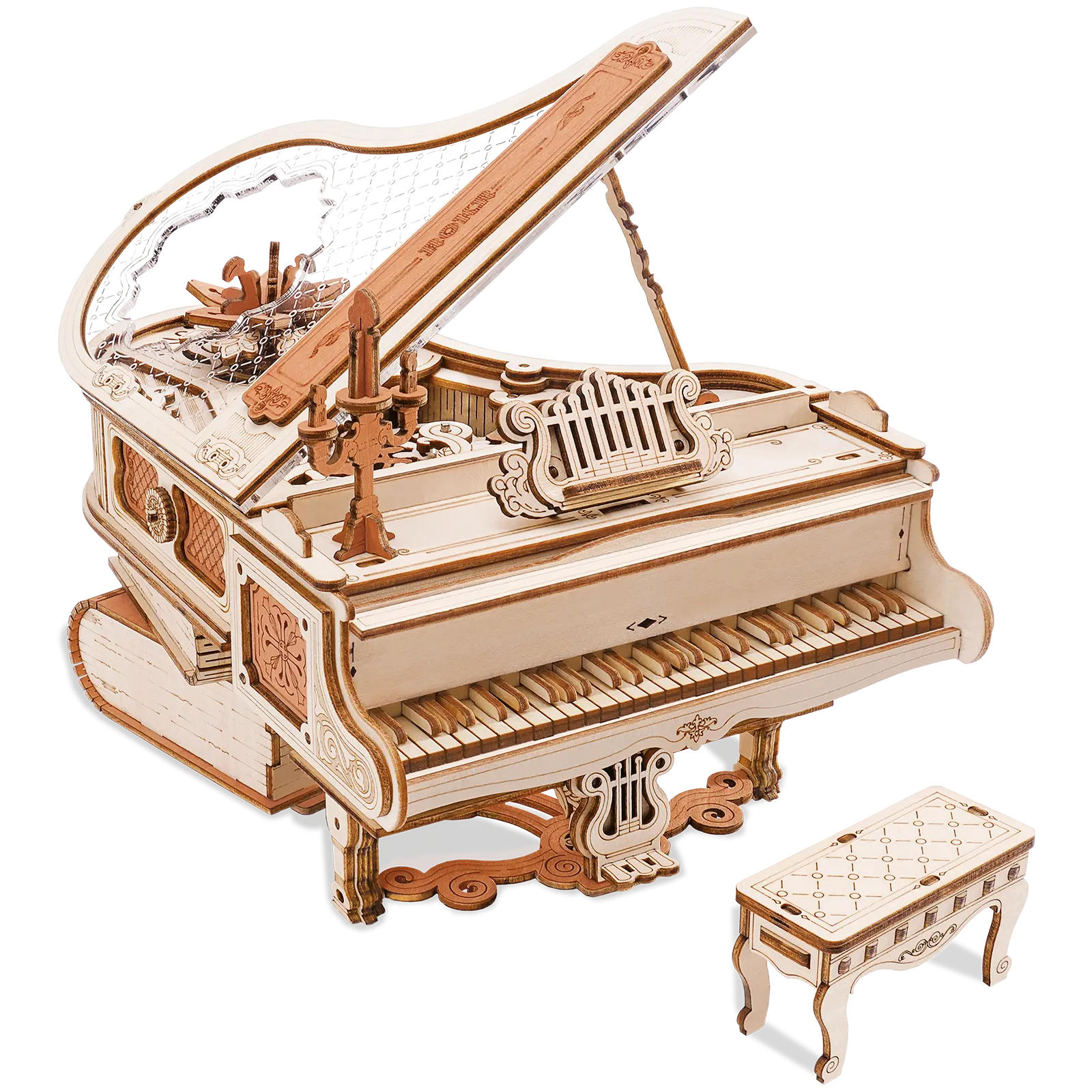 Produktfoto der Robotime Magic Piano, Holzbausatz für eine Spieluhr in Form eines Klaviers