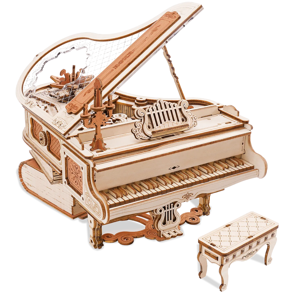 Produktfoto der Robotime Magic Piano, Holzbausatz für eine Spieluhr in Form eines Klaviers