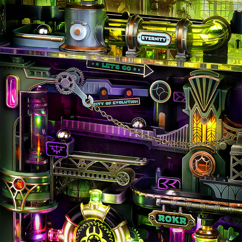 Details zum oberen Teil des Robotime Marble Run Alchemy City