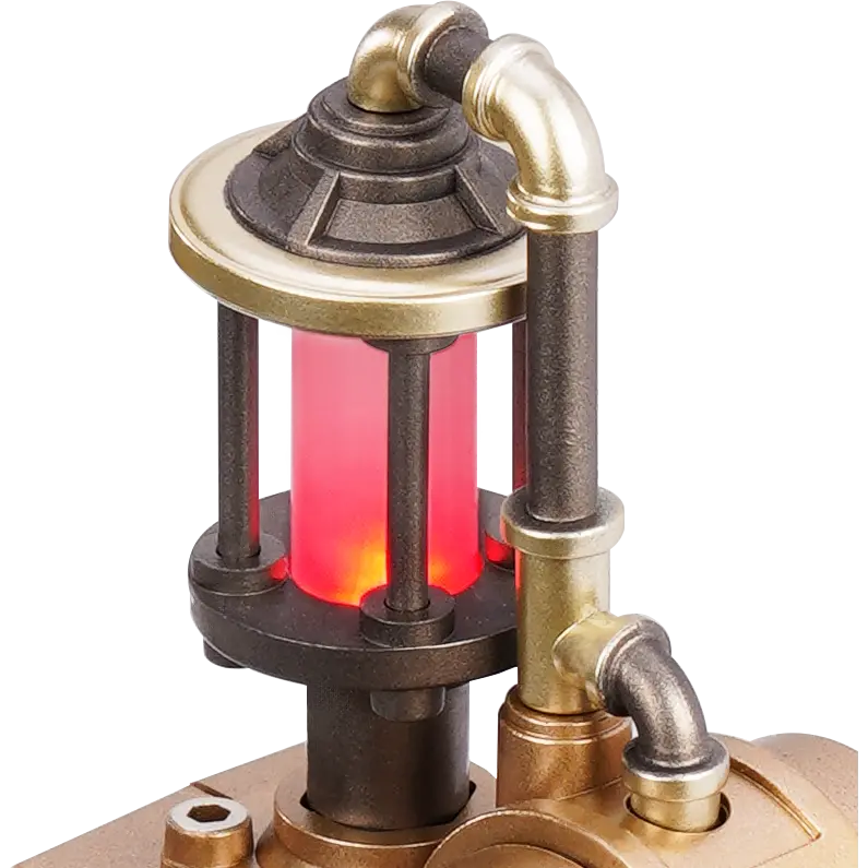 Nahaufnahme des Lichts oben auf dem Robotime Morse Telegraph