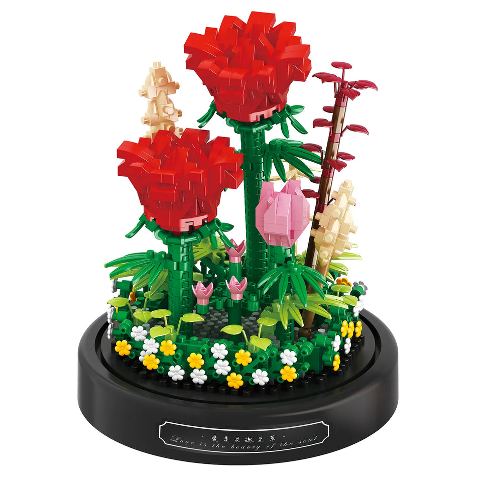 Produktfoto der Balody Miniblocks rote Rosen in Glocke