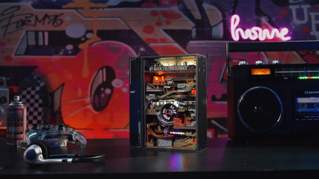 Atmosphärische Videopräsentation der Robotime Marble Run Hip-Hop Street, Kunststoff Murmelbahn Bausatz mit urban Hip-Hop-Thema